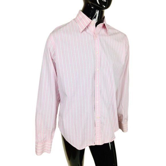 Vintage GUESS Men's Pink Striped Button-Down Dress Shirt Size XL/XXL - Picture 3 of 10